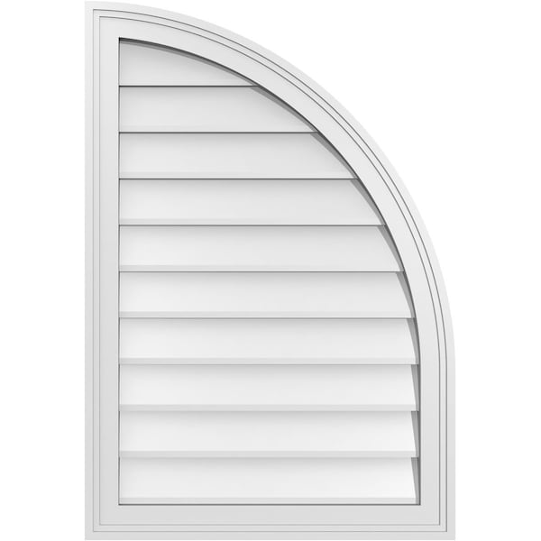 Ekena Millwork Quarter Round Top Right Surface Mount PVC Gable Vent w/ 2"W x 2"P Brickmould Sill Frame, 22"W x 32"H GVPQR22X3203SN - main